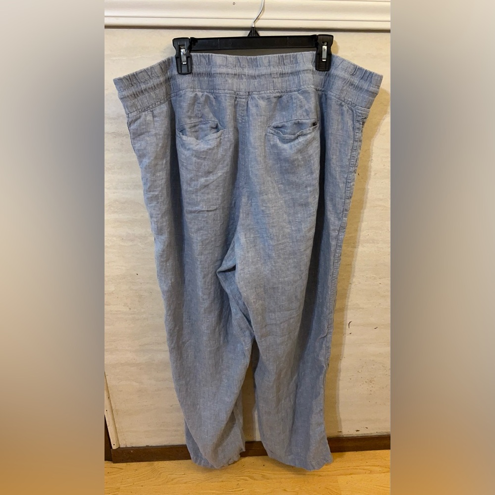 Athleta Cabo Linen Wide Leg Pants Chambray Color 100% Linen - Picture 6 of 12
